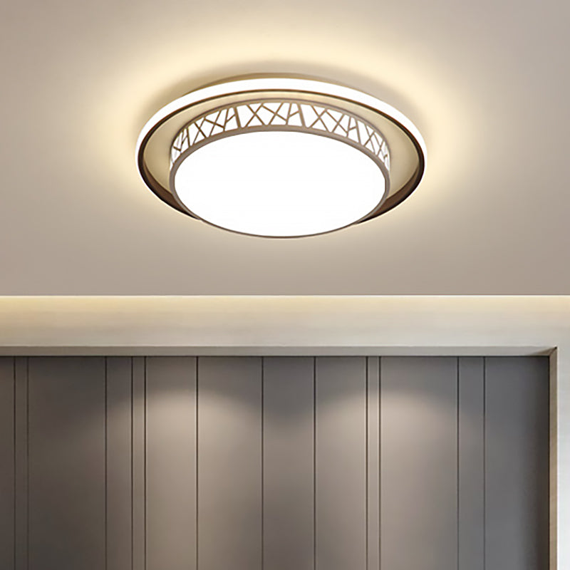 Modernist Led Flush Mount Lamp with Acrylic Shade White Round/Rectangle/Square Flush Mount Light for Bedroom White Round Clearhalo 'Ceiling Lights' 'Close To Ceiling Lights' 'Close to ceiling' 'Flush mount' Lighting' 212474