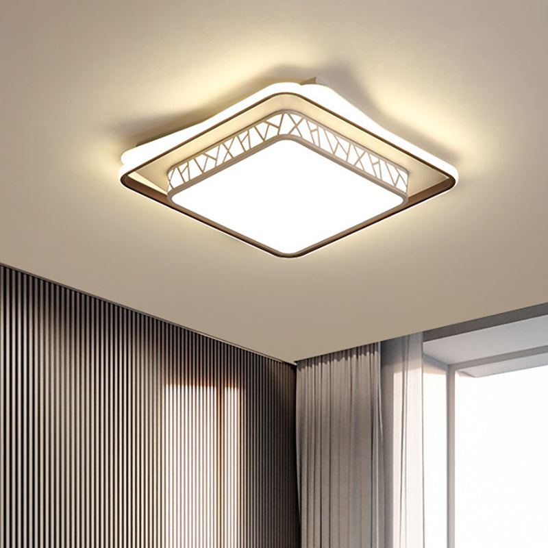 Modernist Led Flush Mount Lamp with Acrylic Shade White Round/Rectangle/Square Flush Mount Light for Bedroom White Square Clearhalo 'Ceiling Lights' 'Close To Ceiling Lights' 'Close to ceiling' 'Flush mount' Lighting' 212475