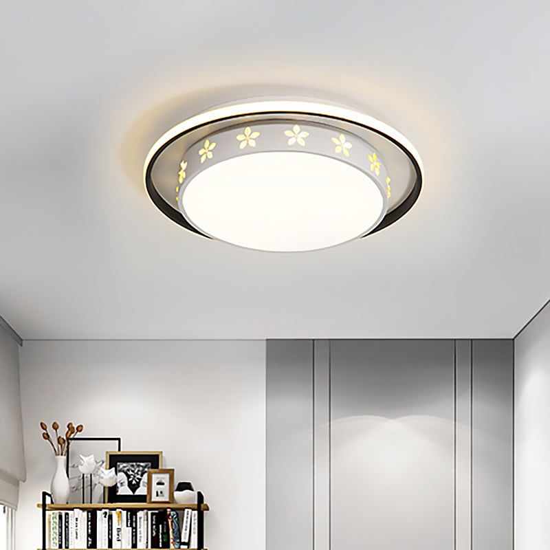 Acrylic Round/Rectangle Flush Mount Lighting Modern Led White Flush Ceiling Light Fixture with Recessed Diffuser for Bedroom Clearhalo 'Ceiling Lights' 'Close To Ceiling Lights' 'Close to ceiling' 'Flush mount' Lighting' 212487