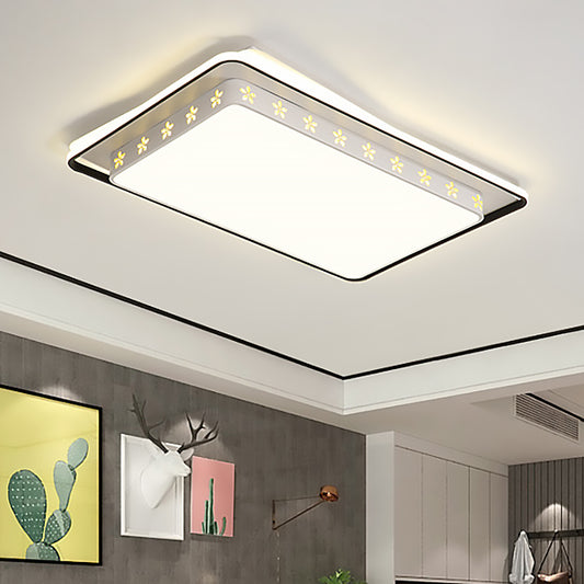 Acrylic Round/Rectangle Flush Mount Lighting Modern Led White Flush Ceiling Light Fixture with Recessed Diffuser for Bedroom Clearhalo 'Ceiling Lights' 'Close To Ceiling Lights' 'Close to ceiling' 'Flush mount' Lighting' 212488