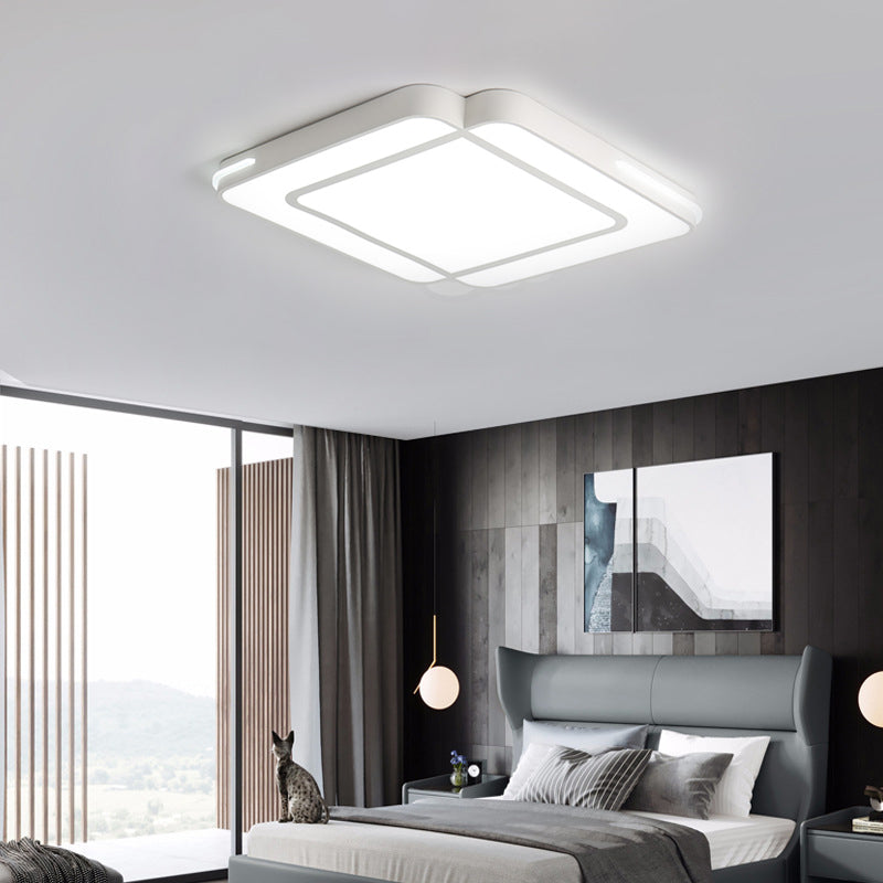 Modern Led Flush Lighting with Acrylic Shade Black/White Square Flush Mount Light Fixture in White Light, 16"/19.5"/23.5" Wide White Clearhalo 'Ceiling Lights' 'Close To Ceiling Lights' 'Close to ceiling' 'Flush mount' Lighting' 212489