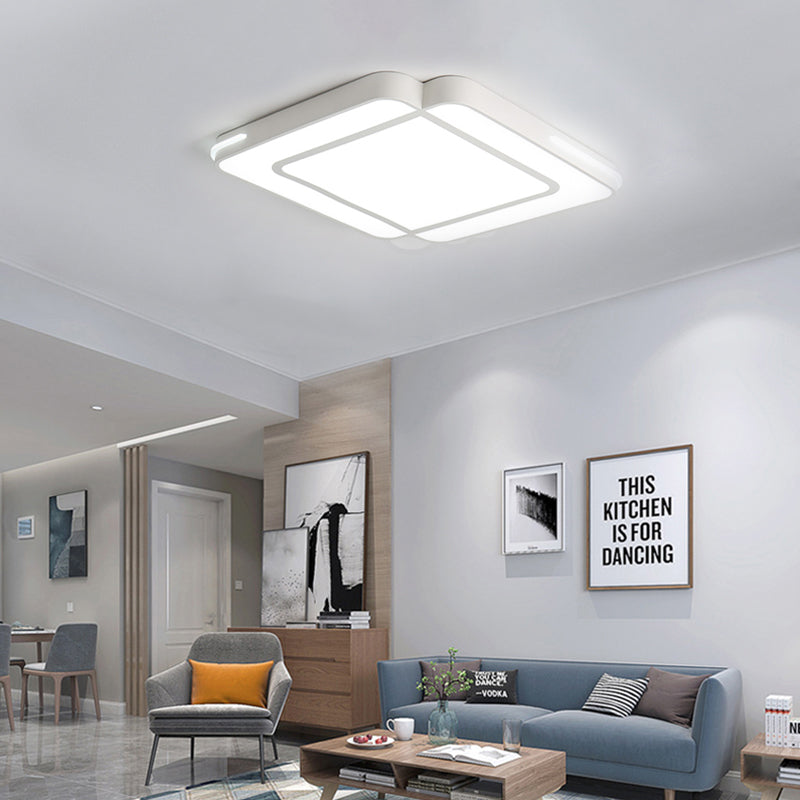 Modern Led Flush Lighting with Acrylic Shade Black/White Square Flush Mount Light Fixture in White Light, 16"/19.5"/23.5" Wide Clearhalo 'Ceiling Lights' 'Close To Ceiling Lights' 'Close to ceiling' 'Flush mount' Lighting' 212492