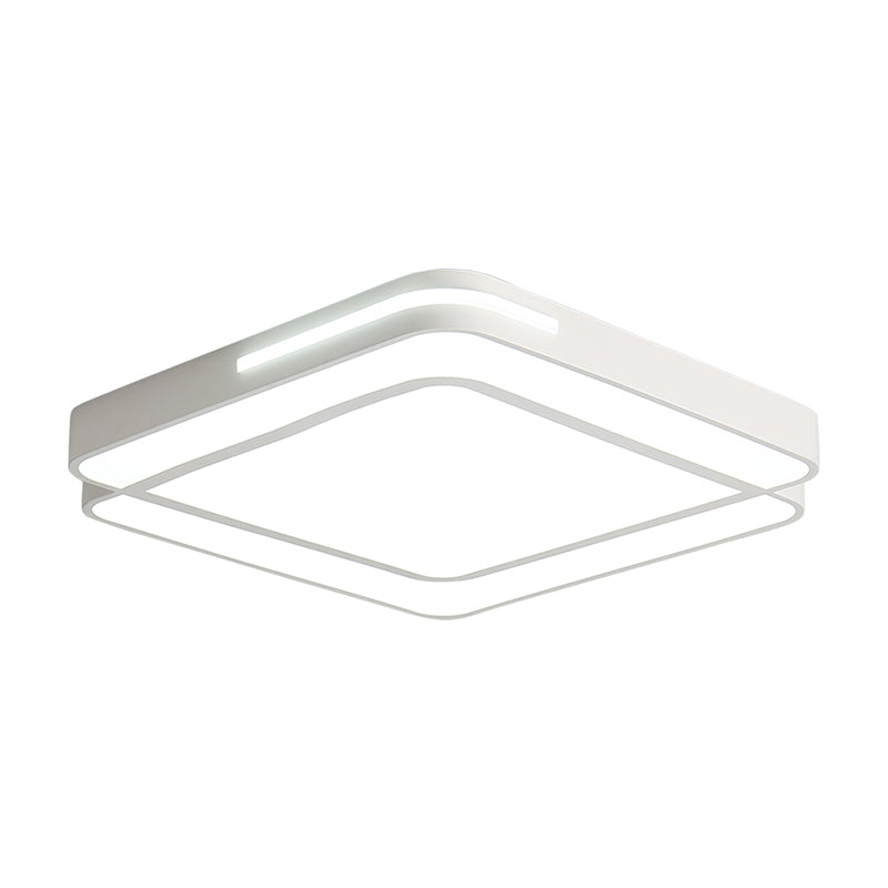 Modern Led Flush Lighting with Acrylic Shade Black/White Square Flush Mount Light Fixture in White Light, 16"/19.5"/23.5" Wide Clearhalo 'Ceiling Lights' 'Close To Ceiling Lights' 'Close to ceiling' 'Flush mount' Lighting' 212493