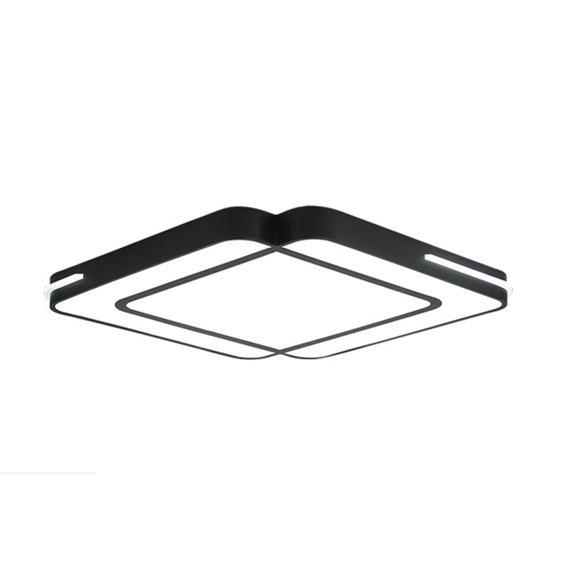 Modern Led Flush Lighting with Acrylic Shade Black/White Square Flush Mount Light Fixture in White Light, 16"/19.5"/23.5" Wide Clearhalo 'Ceiling Lights' 'Close To Ceiling Lights' 'Close to ceiling' 'Flush mount' Lighting' 212497