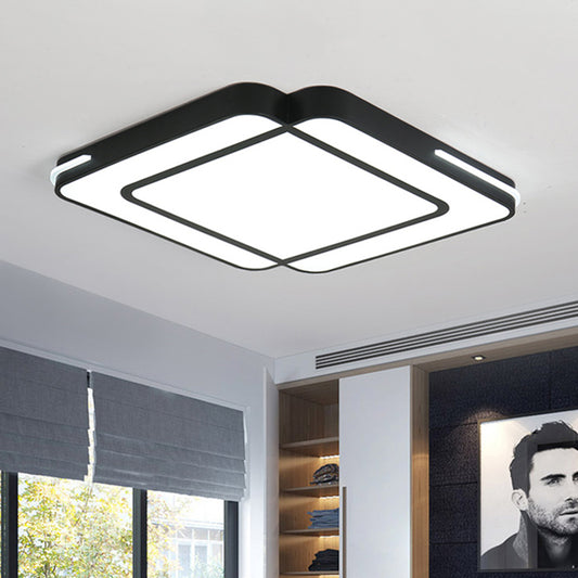 Modern Led Flush Lighting with Acrylic Shade Black/White Square Flush Mount Light Fixture in White Light, 16"/19.5"/23.5" Wide Clearhalo 'Ceiling Lights' 'Close To Ceiling Lights' 'Close to ceiling' 'Flush mount' Lighting' 212501