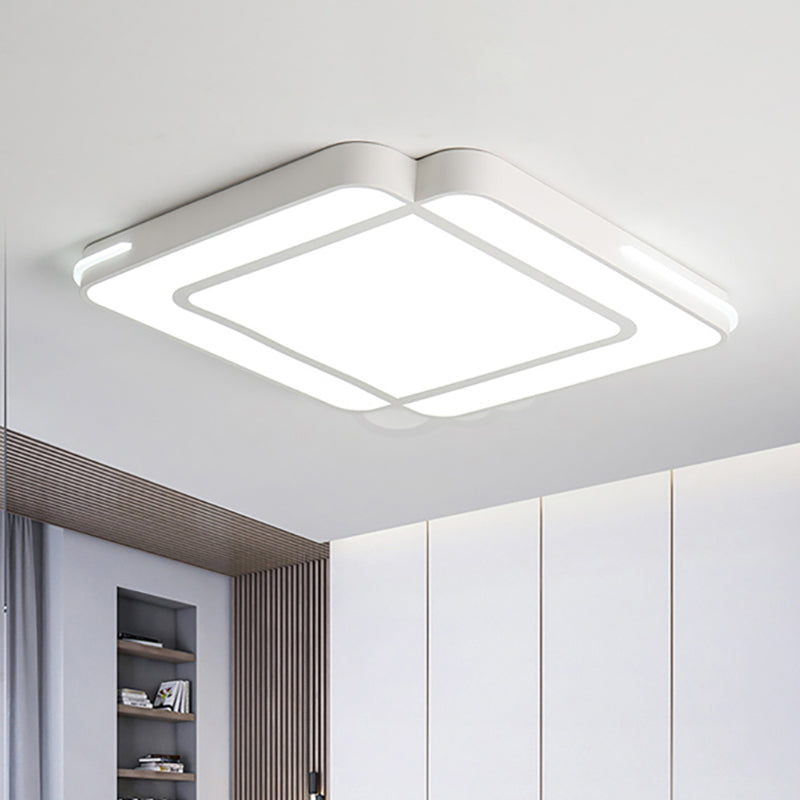 Modern Led Flush Lighting with Acrylic Shade Black/White Square Flush Mount Light Fixture in White Light, 16"/19.5"/23.5" Wide Clearhalo 'Ceiling Lights' 'Close To Ceiling Lights' 'Close to ceiling' 'Flush mount' Lighting' 212503