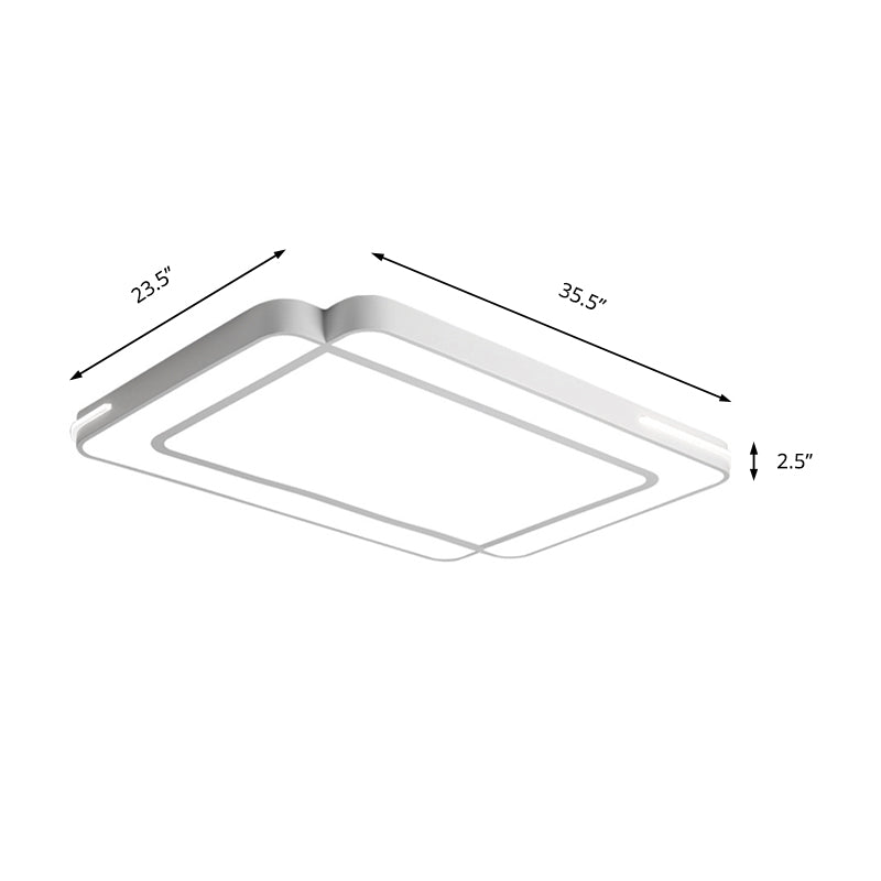 Rectangular Flush Mount Modernist Acrylic Led White/Black Flush Ceiling Light in White Light for Living Room, 35.5"/43" Wide Clearhalo 'Ceiling Lights' 'Close To Ceiling Lights' 'Close to ceiling' 'Flush mount' Lighting' 212507