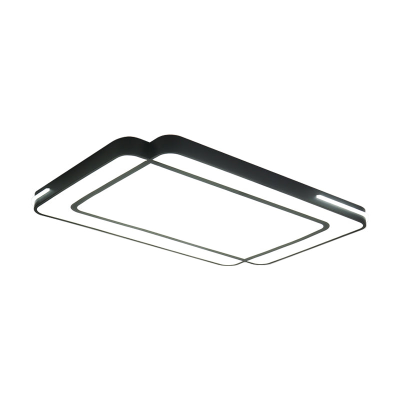 Rectangular Flush Mount Modernist Acrylic Led White/Black Flush Ceiling Light in White Light for Living Room, 35.5"/43" Wide Clearhalo 'Ceiling Lights' 'Close To Ceiling Lights' 'Close to ceiling' 'Flush mount' Lighting' 212512