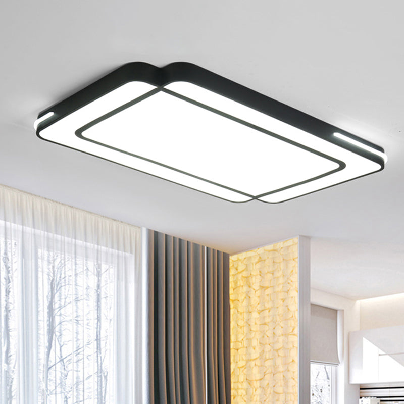 Rectangular Flush Mount Modernist Acrylic Led White/Black Flush Ceiling Light in White Light for Living Room, 35.5"/43" Wide Clearhalo 'Ceiling Lights' 'Close To Ceiling Lights' 'Close to ceiling' 'Flush mount' Lighting' 212513