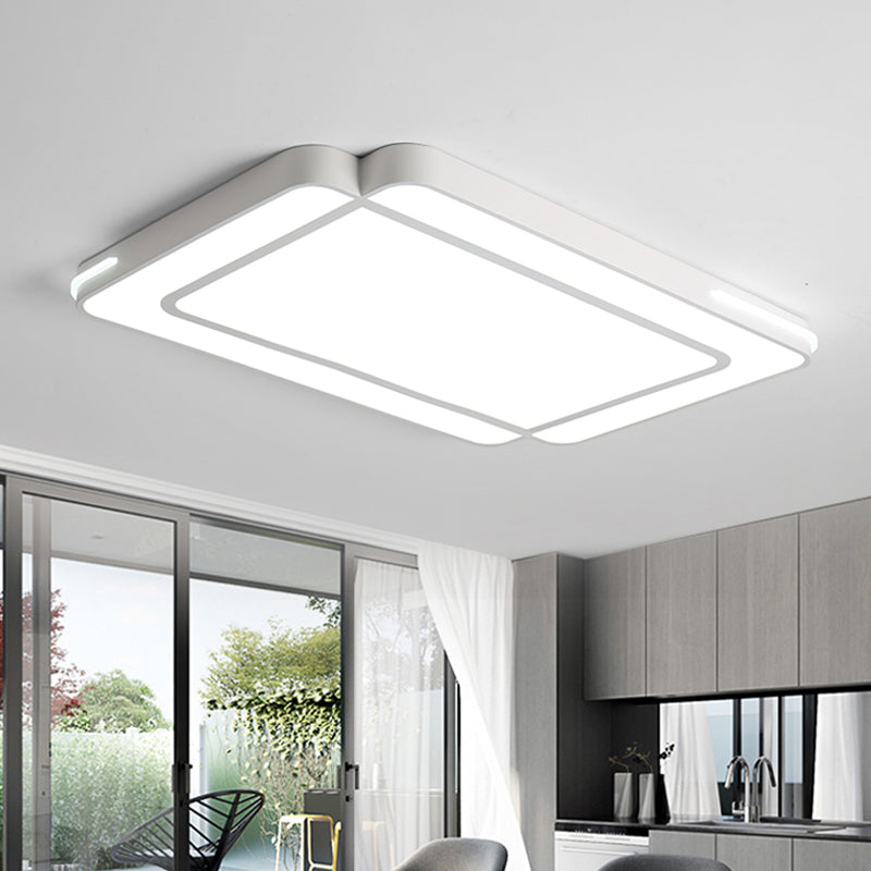 Rectangular Flush Mount Modernist Acrylic Led White/Black Flush Ceiling Light in White Light for Living Room, 35.5"/43" Wide Clearhalo 'Ceiling Lights' 'Close To Ceiling Lights' 'Close to ceiling' 'Flush mount' Lighting' 212515