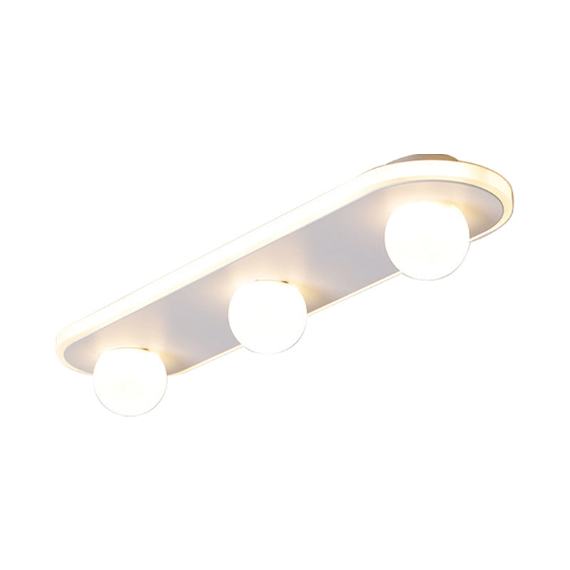 Rectangular Acrylic Semi Flush Mount Modernist 3/4/6 Lights White Led Semi Flush Light Fixture in White/Warm Light Clearhalo 'Ceiling Lights' 'Close To Ceiling Lights' 'Close to ceiling' 'Semi-flushmount' Lighting' 212519