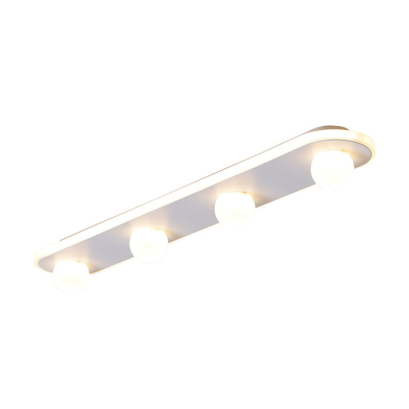 Rectangular Acrylic Semi Flush Mount Modernist 3/4/6 Lights White Led Semi Flush Light Fixture in White/Warm Light Clearhalo 'Ceiling Lights' 'Close To Ceiling Lights' 'Close to ceiling' 'Semi-flushmount' Lighting' 212527