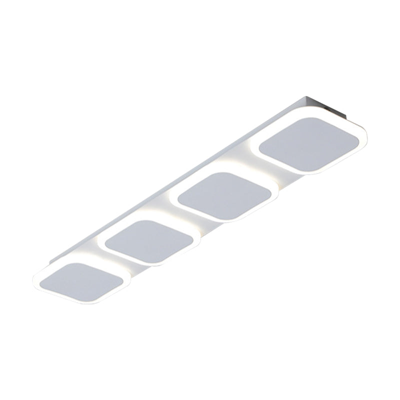 Modern Rectangle Flush Lighting Acrylic 4/5 Lights Bedroom Led Flush Ceiling Lamp Fixture in White, White/Warm Light Clearhalo 'Ceiling Lights' 'Close To Ceiling Lights' 'Close to ceiling' 'Flush mount' Lighting' 212537