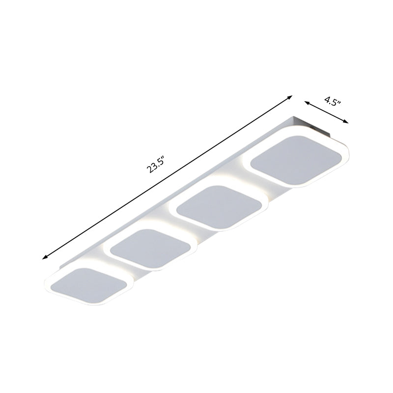 Modern Rectangle Flush Lighting Acrylic 4/5 Lights Bedroom Led Flush Ceiling Lamp Fixture in White, White/Warm Light Clearhalo 'Ceiling Lights' 'Close To Ceiling Lights' 'Close to ceiling' 'Flush mount' Lighting' 212538