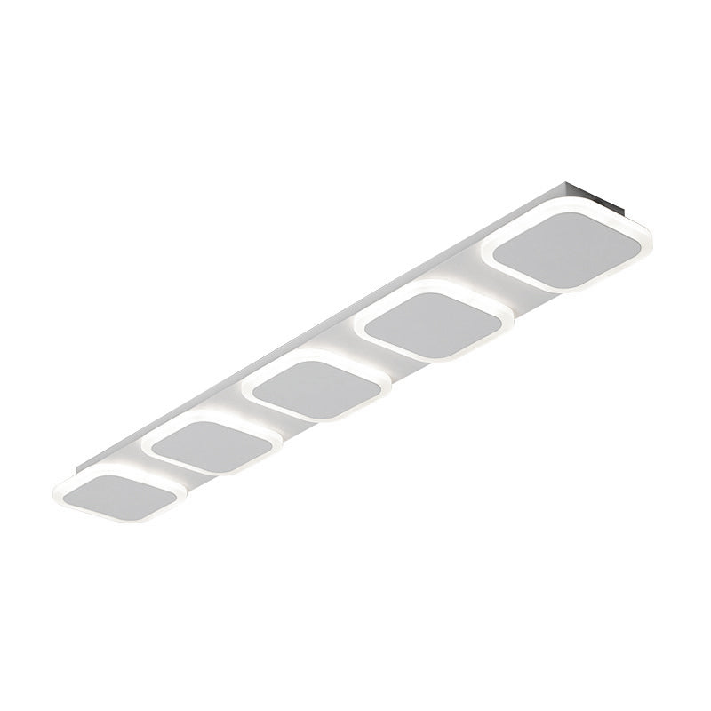 Modern Rectangle Flush Lighting Acrylic 4/5 Lights Bedroom Led Flush Ceiling Lamp Fixture in White, White/Warm Light Clearhalo 'Ceiling Lights' 'Close To Ceiling Lights' 'Close to ceiling' 'Flush mount' Lighting' 212541