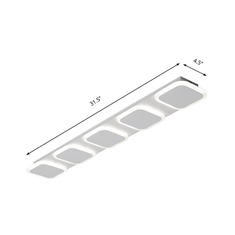 Modern Rectangle Flush Lighting Acrylic 4/5 Lights Bedroom Led Flush Ceiling Lamp Fixture in White, White/Warm Light Clearhalo 'Ceiling Lights' 'Close To Ceiling Lights' 'Close to ceiling' 'Flush mount' Lighting' 212542