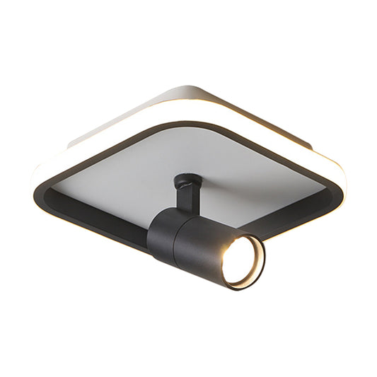 Acrylic Square/Round Flush Mount Contemporary Led Black/White Flush Ceiling Light Fixture in Warm/White Light Clearhalo 'Ceiling Lights' 'Close To Ceiling Lights' 'Close to ceiling' 'Flush mount' Lighting' 212569