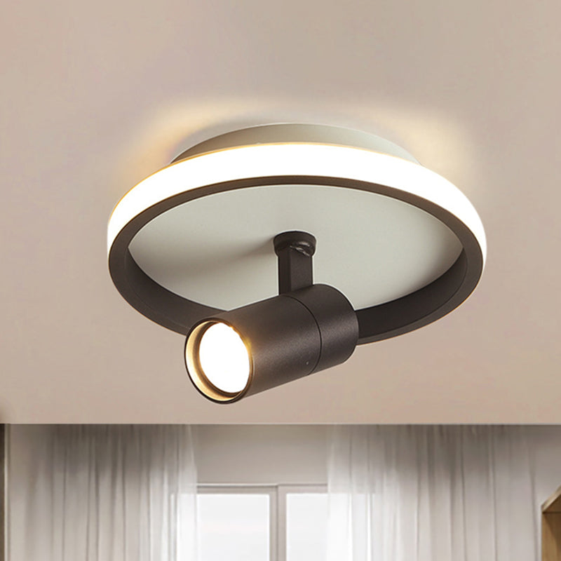 Acrylic Square/Round Flush Mount Contemporary Led Black/White Flush Ceiling Light Fixture in Warm/White Light Black Round Clearhalo 'Ceiling Lights' 'Close To Ceiling Lights' 'Close to ceiling' 'Flush mount' Lighting' 212579