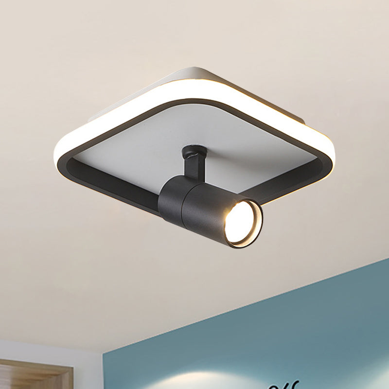 Acrylic Square/Round Flush Mount Contemporary Led Black/White Flush Ceiling Light Fixture in Warm/White Light Black Square Clearhalo 'Ceiling Lights' 'Close To Ceiling Lights' 'Close to ceiling' 'Flush mount' Lighting' 212581