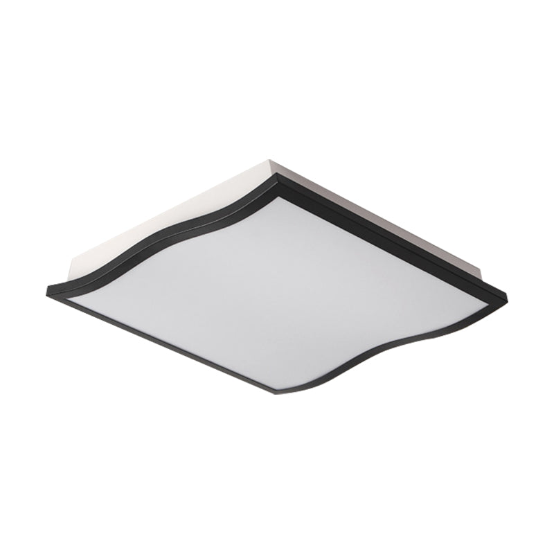 Waved Square/Rectangle Flush Lamp Contemporary Acrylic 19.5"/32" Wide Led Black Flush Mount Light Fixture Clearhalo 'Ceiling Lights' 'Close To Ceiling Lights' 'Close to ceiling' 'Flush mount' Lighting' 212613