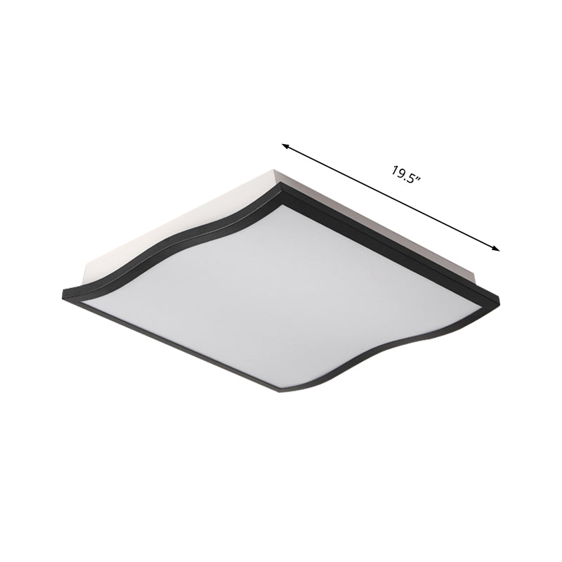 Waved Square/Rectangle Flush Lamp Contemporary Acrylic 19.5"/32" Wide Led Black Flush Mount Light Fixture Clearhalo 'Ceiling Lights' 'Close To Ceiling Lights' 'Close to ceiling' 'Flush mount' Lighting' 212614