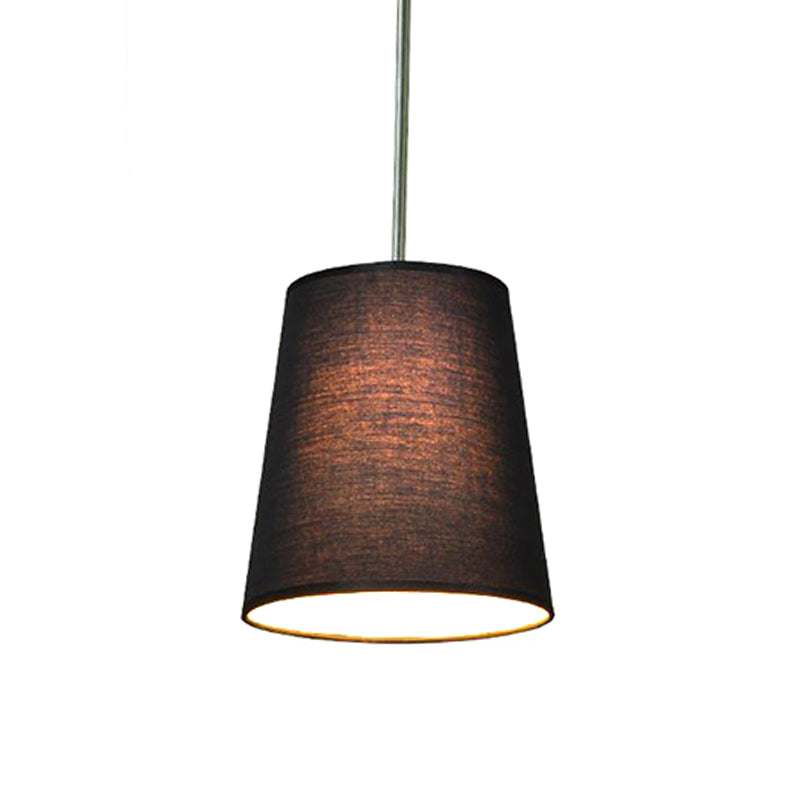 Fabric Cylinder Pendant Lighting Modern 1 Light Black/White/Flaxen Hanging Ceiling Lamp, 8"/11" Wide Clearhalo 'Ceiling Lights' 'Modern Pendants' 'Modern' 'Pendant Lights' 'Pendants' Lighting' 212617