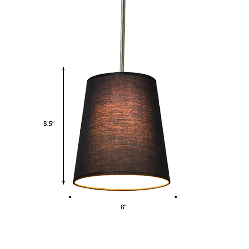 Fabric Cylinder Pendant Lighting Modern 1 Light Black/White/Flaxen Hanging Ceiling Lamp, 8"/11" Wide Clearhalo 'Ceiling Lights' 'Modern Pendants' 'Modern' 'Pendant Lights' 'Pendants' Lighting' 212618