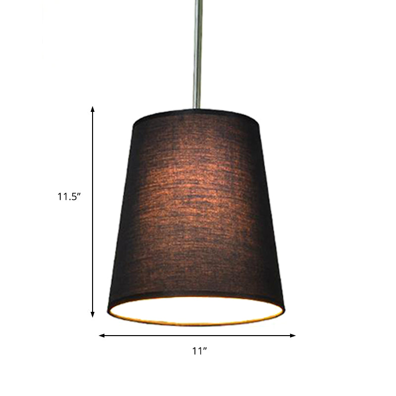 Fabric Cylinder Pendant Lighting Modern 1 Light Black/White/Flaxen Hanging Ceiling Lamp, 8"/11" Wide Clearhalo 'Ceiling Lights' 'Modern Pendants' 'Modern' 'Pendant Lights' 'Pendants' Lighting' 212619