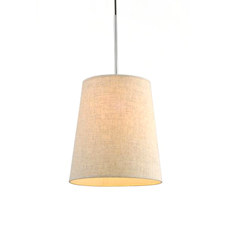 Fabric Cylinder Pendant Lighting Modern 1 Light Black/White/Flaxen Hanging Ceiling Lamp, 8"/11" Wide Clearhalo 'Ceiling Lights' 'Modern Pendants' 'Modern' 'Pendant Lights' 'Pendants' Lighting' 212623