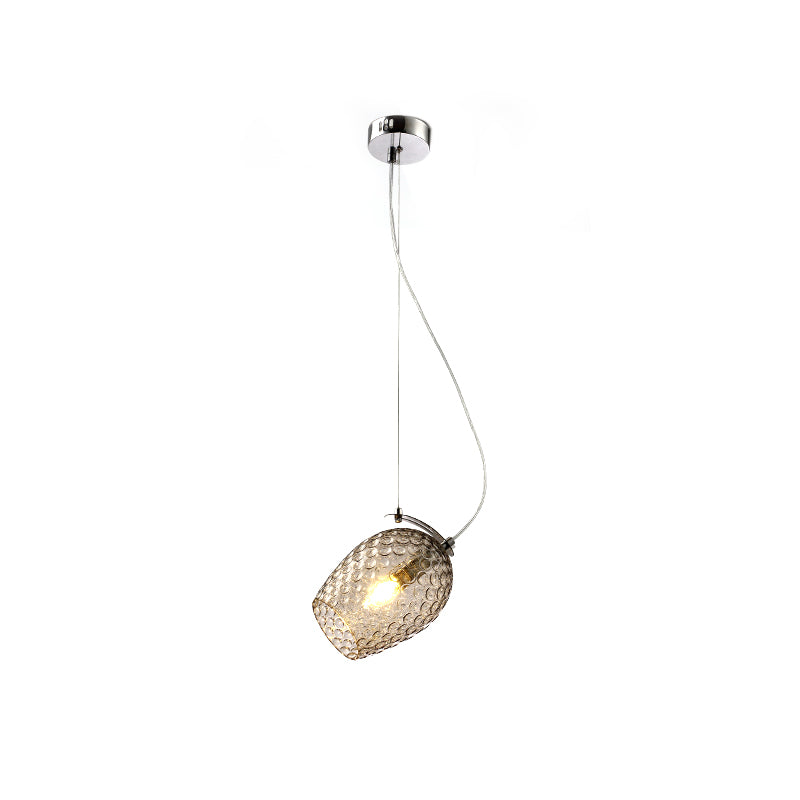 Tulip Pendant Lighting Modernist Clear/Amber/Smoke Prismatic Glass 1 Light Bedroom Hanging Lamp Fixture Clearhalo 'Ceiling Lights' 'Glass shade' 'Glass' 'Modern Pendants' 'Modern' 'Pendant Lights' 'Pendants' Lighting' 212689