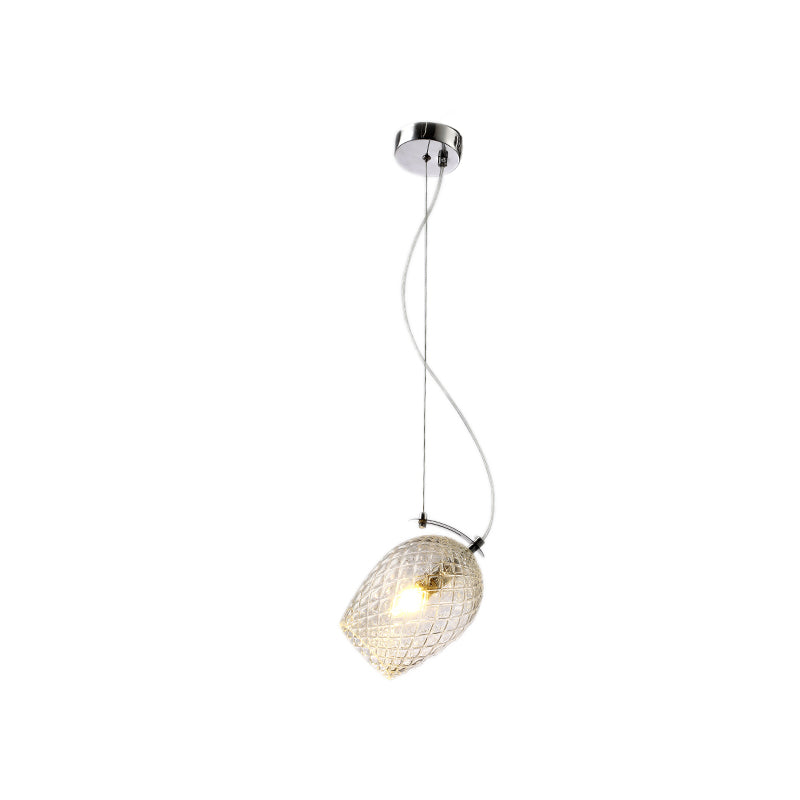 Tulip Pendant Lighting Modernist Clear/Amber/Smoke Prismatic Glass 1 Light Bedroom Hanging Lamp Fixture Clearhalo 'Ceiling Lights' 'Glass shade' 'Glass' 'Modern Pendants' 'Modern' 'Pendant Lights' 'Pendants' Lighting' 212692