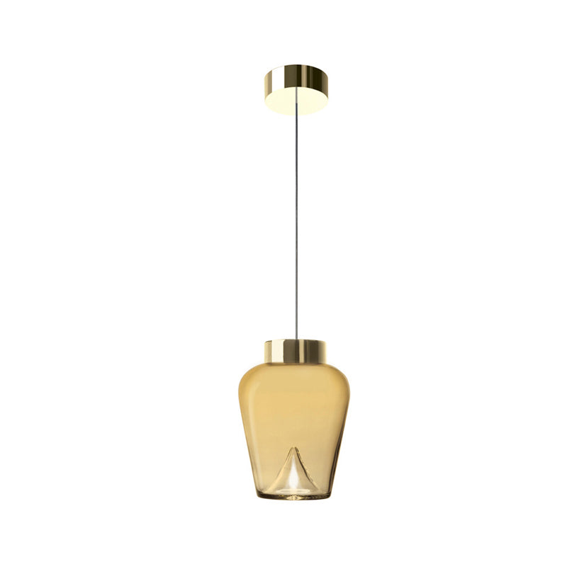 Dome Pendant Lighting Nordic Style Tan/Clear/Smoky Glass 1 Light Hanging Ceiling Lamp in Warm Light Clearhalo 'Ceiling Lights' 'Glass shade' 'Glass' 'Modern Pendants' 'Modern' 'Pendant Lights' 'Pendants' Lighting' 212816