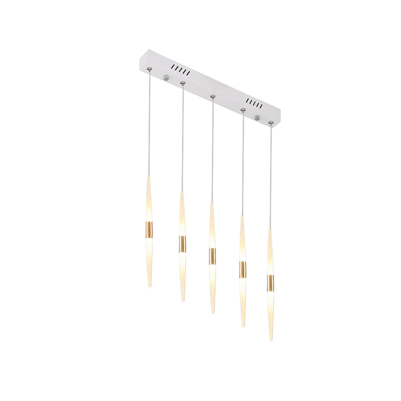 Acrylic Flute Cluster Pendant Light Modernist 5/6 Lights White Ceiling Hanging Lamp Fixture with Round/Linear Canopy in White/Warm Light Clearhalo 'Ceiling Lights' 'Modern Pendants' 'Modern' 'Pendant Lights' 'Pendants' Lighting' 212854