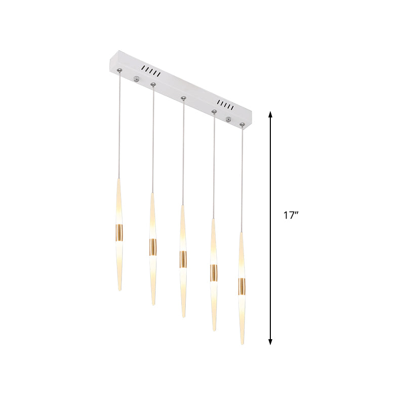 Acrylic Flute Cluster Pendant Light Modernist 5/6 Lights White Ceiling Hanging Lamp Fixture with Round/Linear Canopy in White/Warm Light Clearhalo 'Ceiling Lights' 'Modern Pendants' 'Modern' 'Pendant Lights' 'Pendants' Lighting' 212855