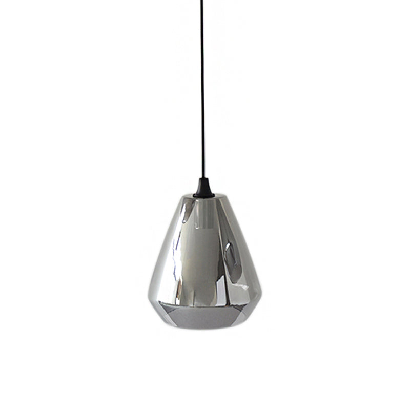 Diamond Suspension Pendant Modernist Cream/Amber/Smoke Glass 1 Light Hanging Lamp Fixture for Dining Room Clearhalo 'Ceiling Lights' 'Glass shade' 'Glass' 'Modern Pendants' 'Modern' 'Pendant Lights' 'Pendants' Lighting' 212901