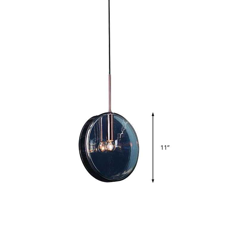 Circular Suspension Pendant Light Modernist Green Glass 1 Light Living Room Hanging Lamp with Vertical/Horizontal Type Clearhalo 'Ceiling Lights' 'Glass shade' 'Glass' 'Modern Pendants' 'Modern' 'Pendant Lights' 'Pendants' Lighting' 212912