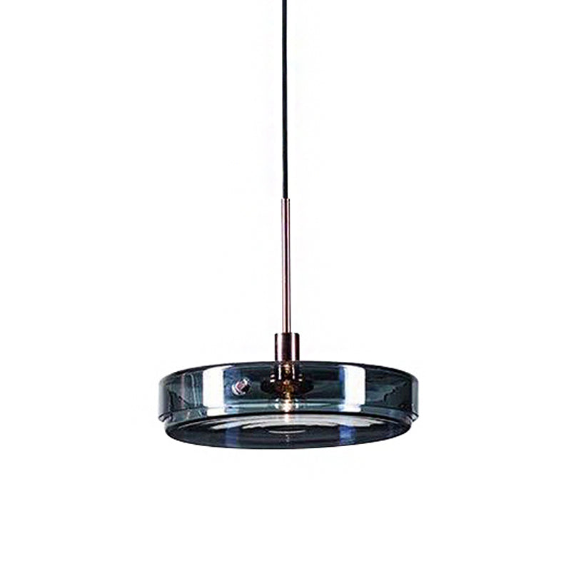 Circular Suspension Pendant Light Modernist Green Glass 1 Light Living Room Hanging Lamp with Vertical/Horizontal Type Clearhalo 'Ceiling Lights' 'Glass shade' 'Glass' 'Modern Pendants' 'Modern' 'Pendant Lights' 'Pendants' Lighting' 212915