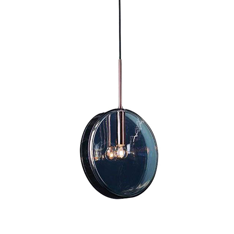 Circular Suspension Pendant Light Modernist Green Glass 1 Light Living Room Hanging Lamp with Vertical/Horizontal Type Clearhalo 'Ceiling Lights' 'Glass shade' 'Glass' 'Modern Pendants' 'Modern' 'Pendant Lights' 'Pendants' Lighting' 212918