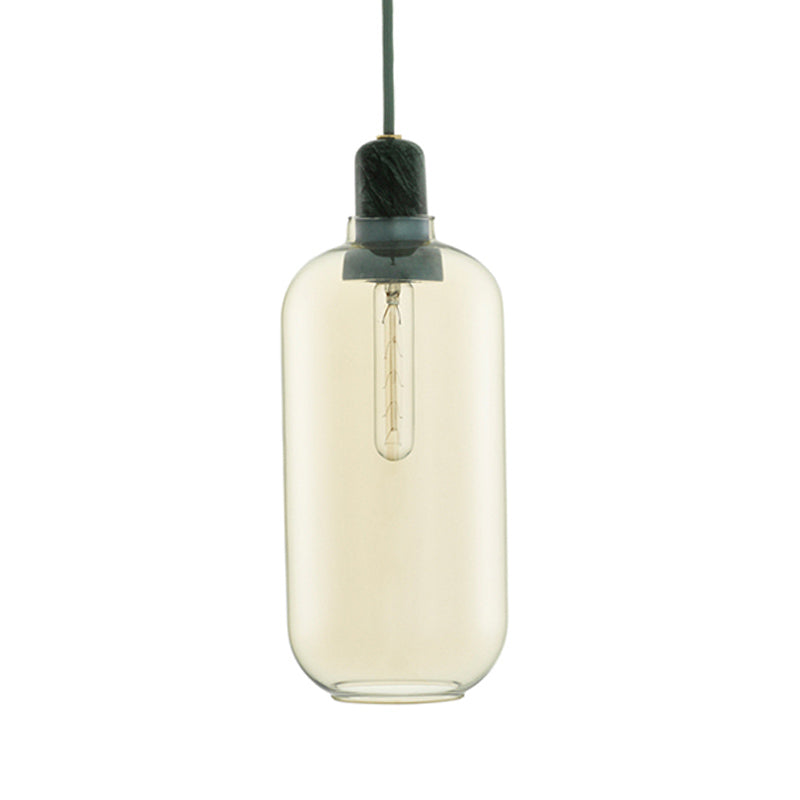 Modernist Cylinder Pendant Amber/Smoky Glass 1 Light Living Room Hanging Ceiling Lamp, 4"/5.5" Wide Clearhalo 'Ceiling Lights' 'Close To Ceiling Lights' 'Glass shade' 'Glass' 'Modern Pendants' 'Modern' 'Pendant Lights' 'Pendants' Lighting' 212969