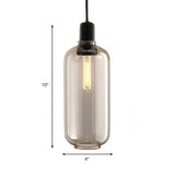 Modernist Cylinder Pendant Amber/Smoky Glass 1 Light Living Room Hanging Ceiling Lamp, 4"/5.5" Wide Clearhalo 'Ceiling Lights' 'Close To Ceiling Lights' 'Glass shade' 'Glass' 'Modern Pendants' 'Modern' 'Pendant Lights' 'Pendants' Lighting' 212976