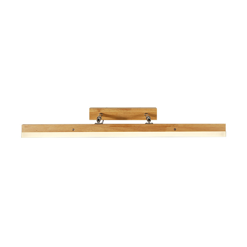 Linear Vanity Light Contemporary Wood Led Beige Wall Mounted Vanity Lamp in White/Warm Light, 16"/23.5"/31.5" Wide Clearhalo 'Vanity Lights' 'Wall Lights' Lighting' 212987