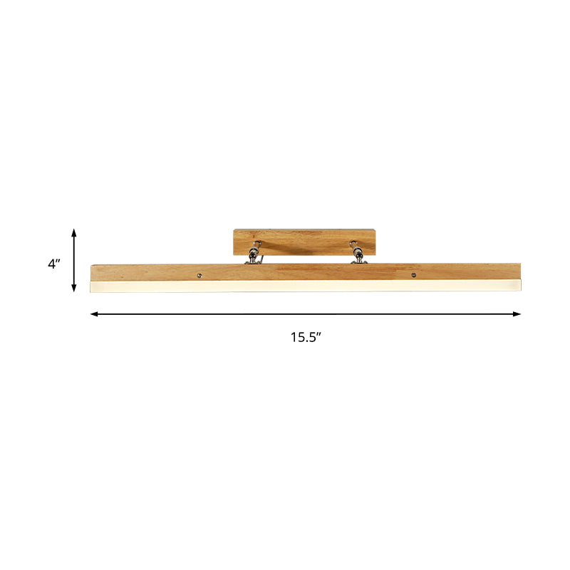 Linear Vanity Light Contemporary Wood Led Beige Wall Mounted Vanity Lamp in White/Warm Light, 16"/23.5"/31.5" Wide Clearhalo 'Vanity Lights' 'Wall Lights' Lighting' 212990