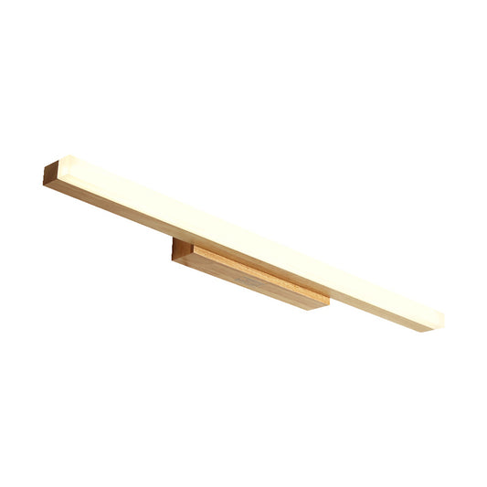 Wood Linear Vanity Lamp Modernist Led 16"/23.5"/31.5" Wide Beige Vanity Sconce Light in White/Warm Light Clearhalo 'Vanity Lights' 'Wall Lights' Lighting' 212995