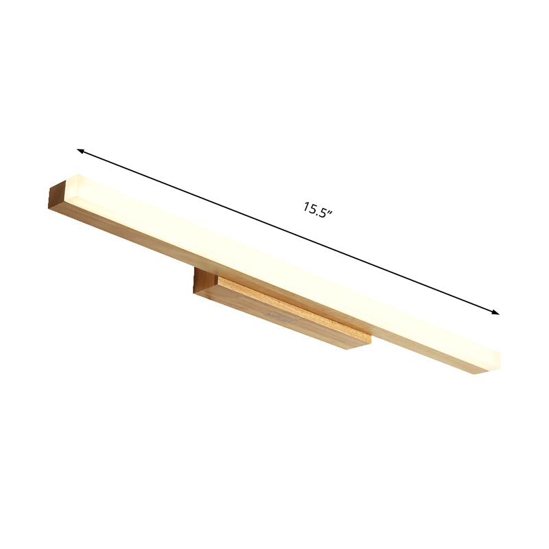 Wood Linear Vanity Lamp Modernist Led 16"/23.5"/31.5" Wide Beige Vanity Sconce Light in White/Warm Light Clearhalo 'Vanity Lights' 'Wall Lights' Lighting' 212998