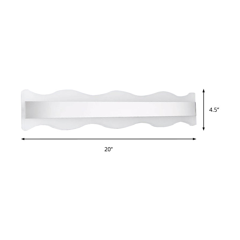 Acrylic Wave Vanity Lighting Modernist Led 16"/20" Wide White Vanity Sconce Light Fixture in White/Warm Light Clearhalo 'Modern wall lights' 'Modern' 'Vanity Lights' 'Wall Lights' Lighting' 213015