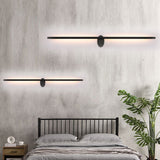 Slim Metal Wall Light Sconce Contemporary Led 21.5"/28"/36" Wide Bedroom Wall Mounted Light Fixture in Black, Natural Light Black Clearhalo 'Cast Iron' 'Glass' 'Industrial' 'Modern wall lights' 'Modern' 'Tiffany' 'Traditional wall lights' 'Vanity Lights' 'Wall Lights' Lighting' 213035
