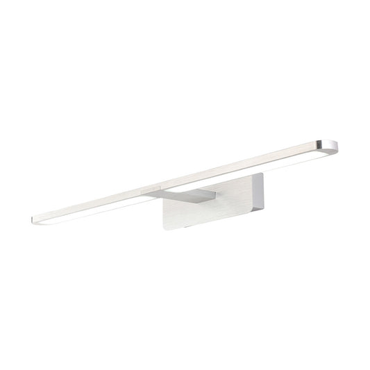 Linear Metal Wall Sconce Lamp Modernist Led 19.5"/23.5"/34" Wide Silver/Nickle Wall Mounted Vanity Light Fixture in White/Warm Light Clearhalo 'Cast Iron' 'Glass' 'Industrial' 'Modern wall lights' 'Modern' 'Tiffany' 'Traditional wall lights' 'Vanity Lights' 'Wall Lights' Lighting' 213166