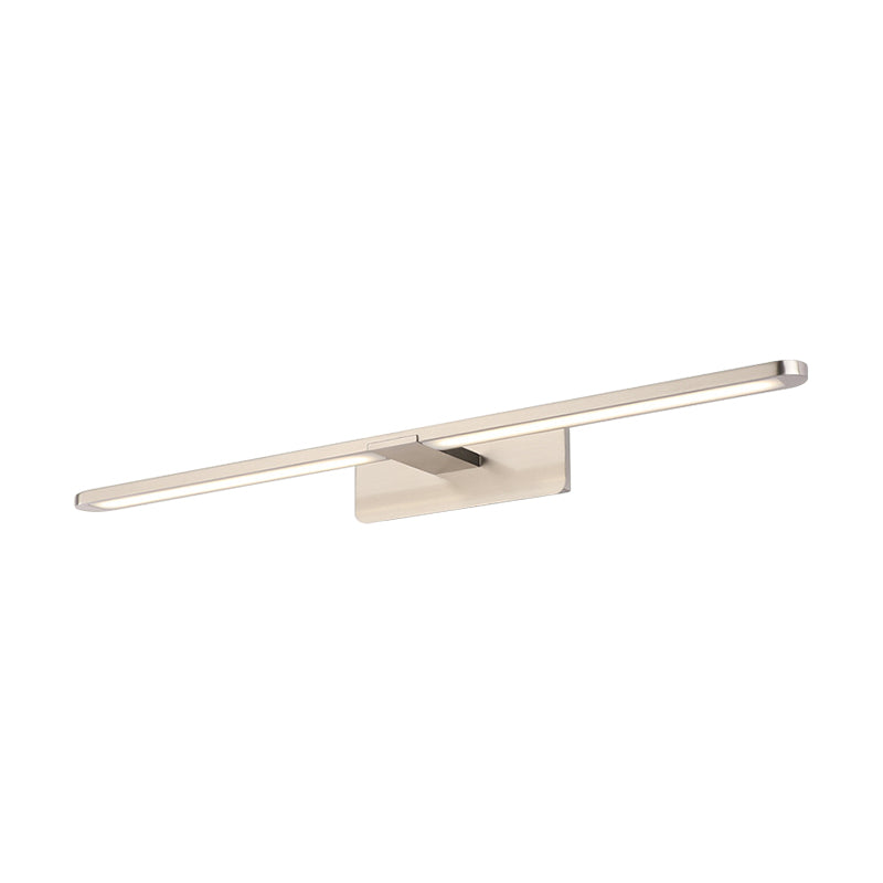 Linear Metal Wall Sconce Lamp Modernist Led 19.5"/23.5"/34" Wide Silver/Nickle Wall Mounted Vanity Light Fixture in White/Warm Light Clearhalo 'Cast Iron' 'Glass' 'Industrial' 'Modern wall lights' 'Modern' 'Tiffany' 'Traditional wall lights' 'Vanity Lights' 'Wall Lights' Lighting' 213173