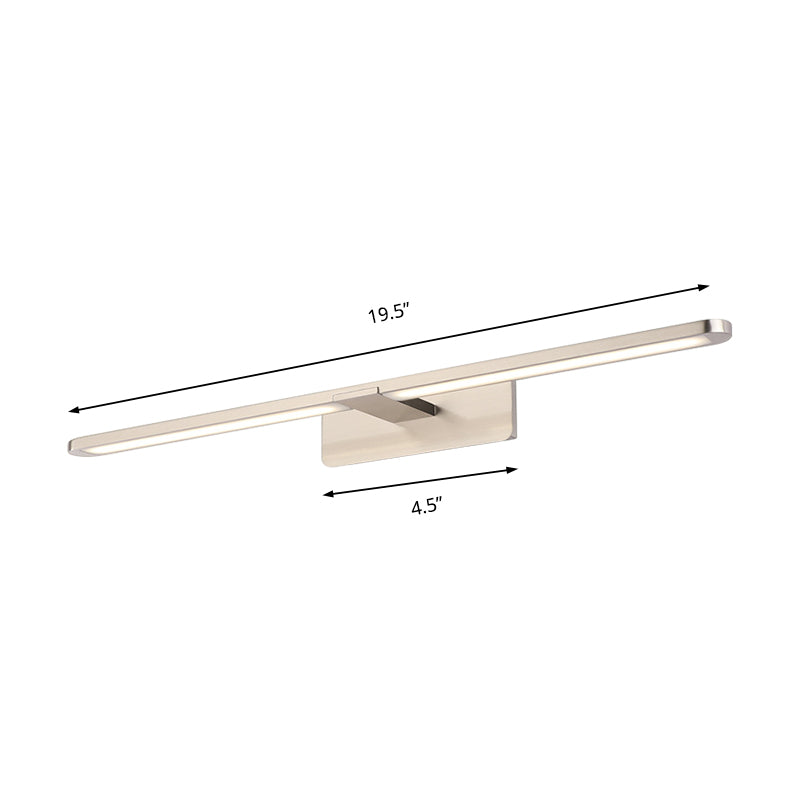 Linear Metal Wall Sconce Lamp Modernist Led 19.5"/23.5"/34" Wide Silver/Nickle Wall Mounted Vanity Light Fixture in White/Warm Light Clearhalo 'Cast Iron' 'Glass' 'Industrial' 'Modern wall lights' 'Modern' 'Tiffany' 'Traditional wall lights' 'Vanity Lights' 'Wall Lights' Lighting' 213174