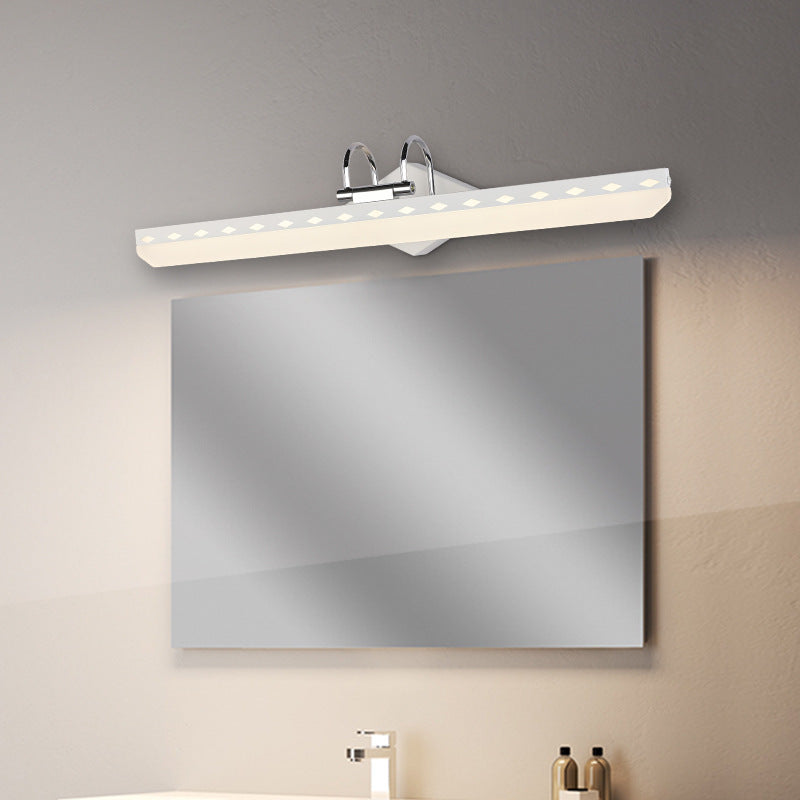 Acrylic Linear Vanity Lighting Modernist 15"/19"/23" Wide Led Black/White Vanity Wall Sconce with Curved Arm in Natural Light White Clearhalo 'Cast Iron' 'Glass' 'Industrial' 'Modern wall lights' 'Modern' 'Tiffany' 'Traditional wall lights' 'Vanity Lights' 'Wall Lights' Lighting' 213196